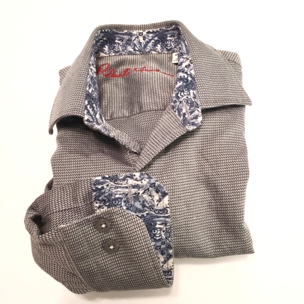 Robert Graham Gray Geometric Casual Long Sleeve Boys Shirt Size Medium